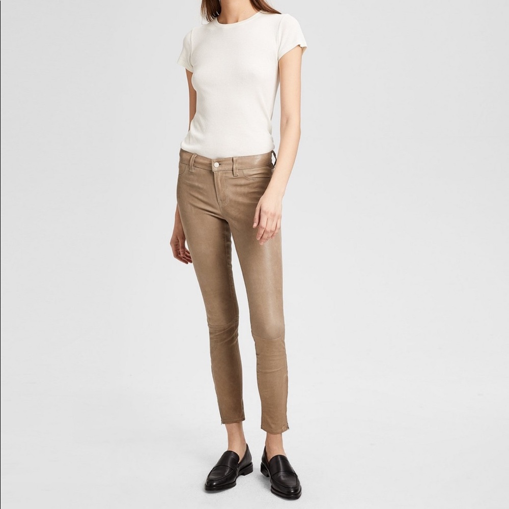 J Brand skinny lamb leather tan pants